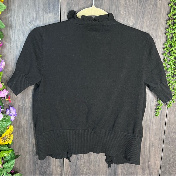 >🌼3/$30🌼Van Heusen Short Sleeve Tie Close Black Cardigan Shawl Size XS - Picture 11 of 15
